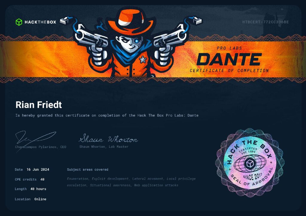 Dante Certificate